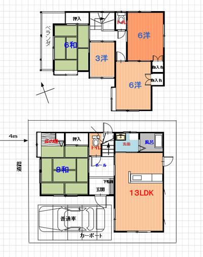 広白岳６丁目中古住宅の間取り