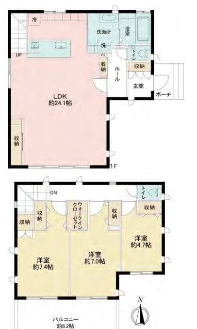 秦野市東田原 セキスイハイムの中古戸建の間取り