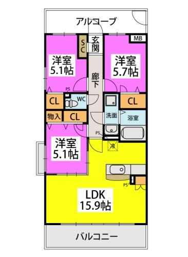 ソレアードの間取り|使い勝手の良い広い間取りです♪