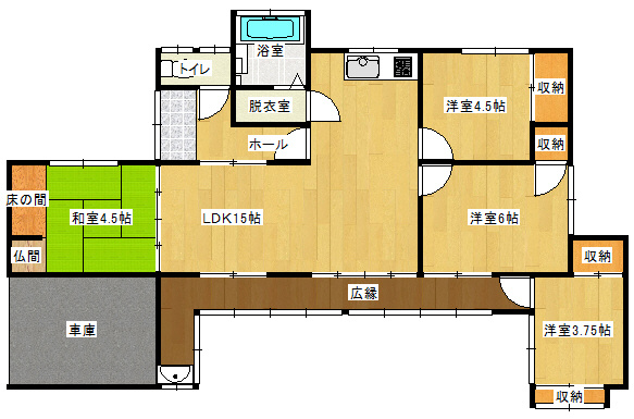 【間取り】 | 仲介手数料無料！黒石小学校に通えるリフォーム済み平屋　宇部市東須恵泉町　中古住宅 | お客様のご意見を凝縮した使いやすい間取り
