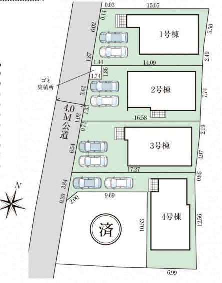 ドラッグストア徒歩3分の区画図|カースペース2台駐車可能