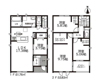 【間取り】 | 【名古屋市北区楠味鋺5丁目204新築戸建13号棟】✨️仲介手数料無料✨️味鋺小学校・北中学校