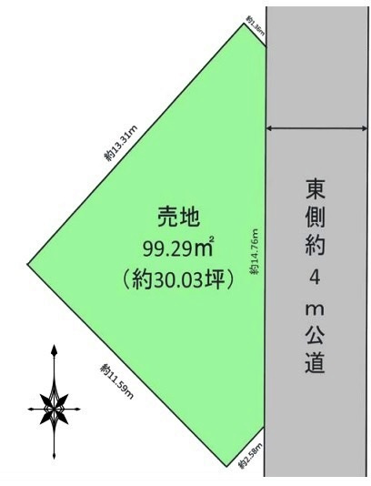 鶴ヶ島市鶴ヶ丘　建築条件なし売地　東武東上線『鶴ヶ島駅』徒歩10分　の土地図