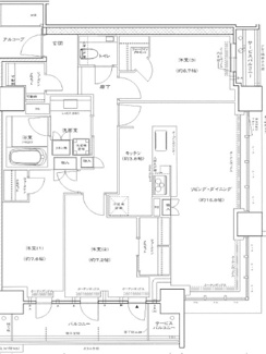 【間取り】 | シエリアタワー大阪堀江 | 【間取り】3LDK最上階・南東角住戸！眺望・採光・通風◎