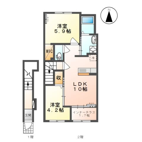仮称）寒河江市内の袋新築アパートの間取り