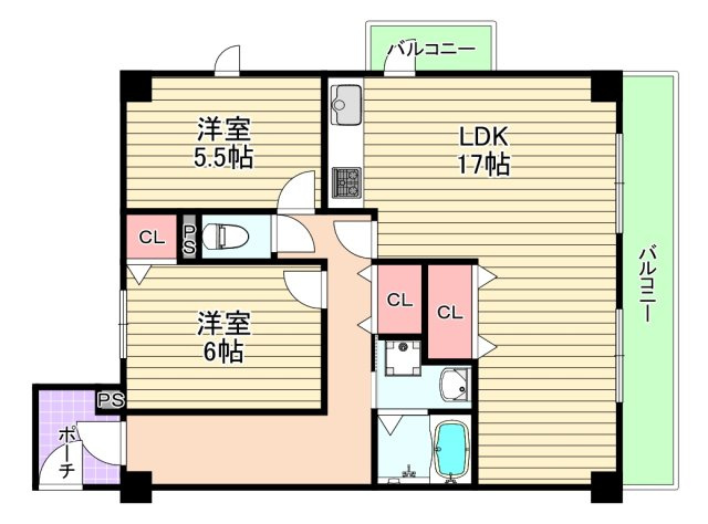 大阪市城東区今福東１丁目の賃貸マンションの間取り
