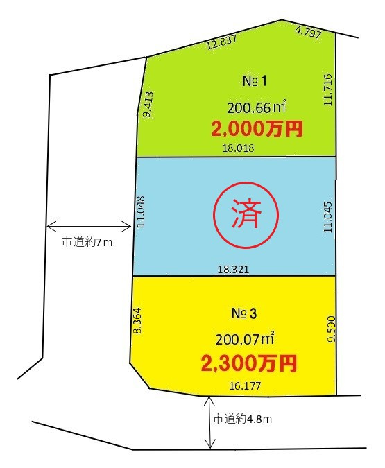 富士見市上南畑の区画図|全３区画