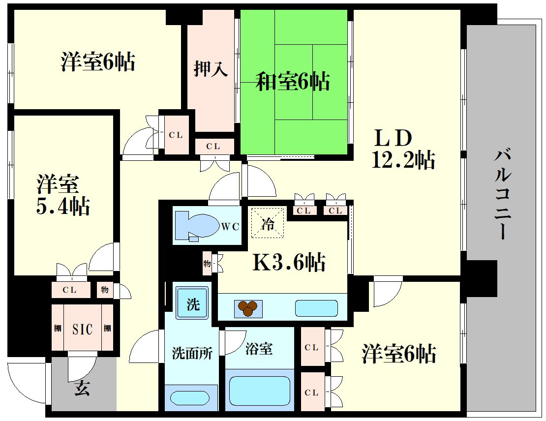 エルセレーノ上本町レジデンスの間取り