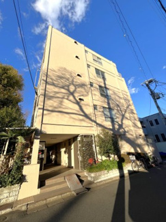 【外観】 | 中野通り入ってすぐの緑道沿い角地に立地の５階建てマンション