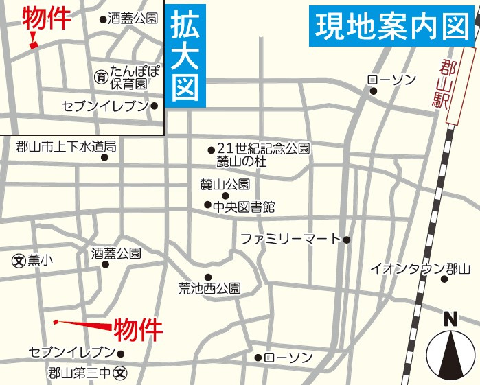 郡山市菜根第7　Cradle Garden　全2棟の地図