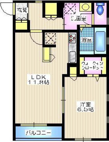 グランソレーユ丸山台の間取り|ウォークインクロゼット　１６１６サイズの大型バスルーム　ゆとりある１ＬＤＫ・４９．２１平米