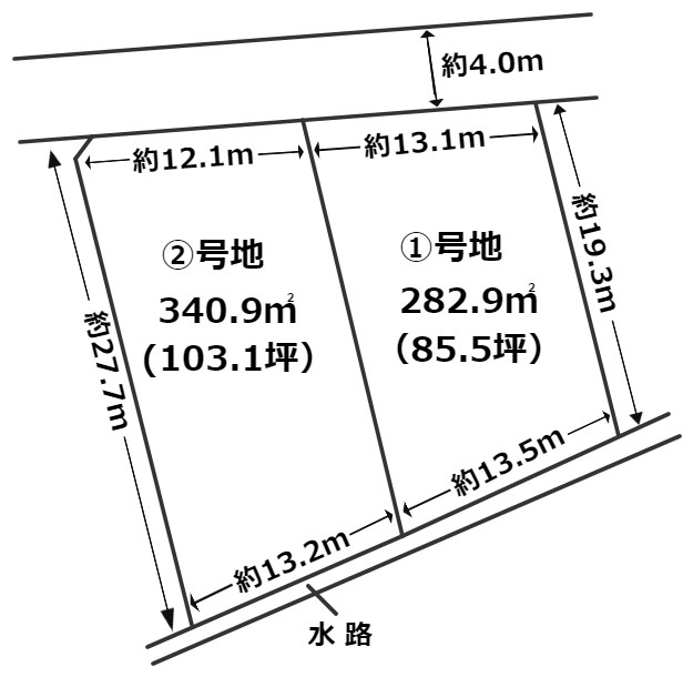 榛原郡　吉田町川尻　分譲地２区画　②号地の土地図