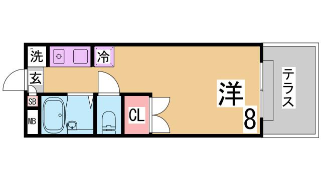 神戸市須磨区大黒町４丁目のアパートの間取り