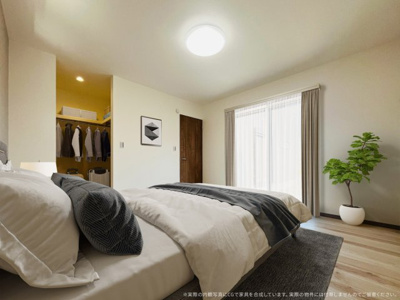 【寝室】 | 【主寝室　CG家具設置イメージ】
※画像に含まれる家具家電はCGで設置したイメージです。実際の物件には付帯されません。