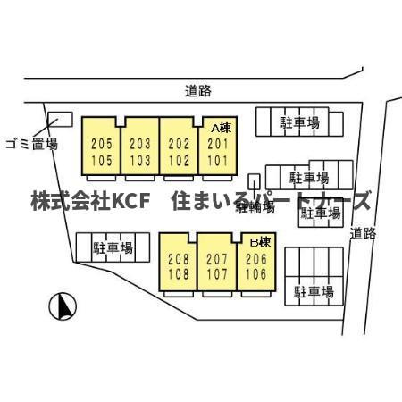 ラ・マーシャB棟の区画図