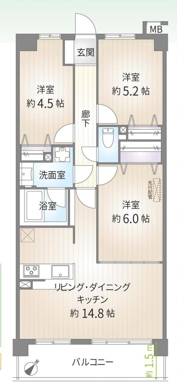 サングレイスヒルズ能見台【仲介手数料無料】ペット可♪の間取り