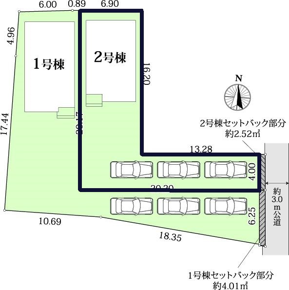 香美市土佐山田町百石町1丁目-2棟2-新築戸建ての土地図|2棟2