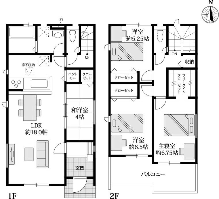 香美市土佐山田町百石町1丁目-2棟1-新築戸建ての間取り|2棟1