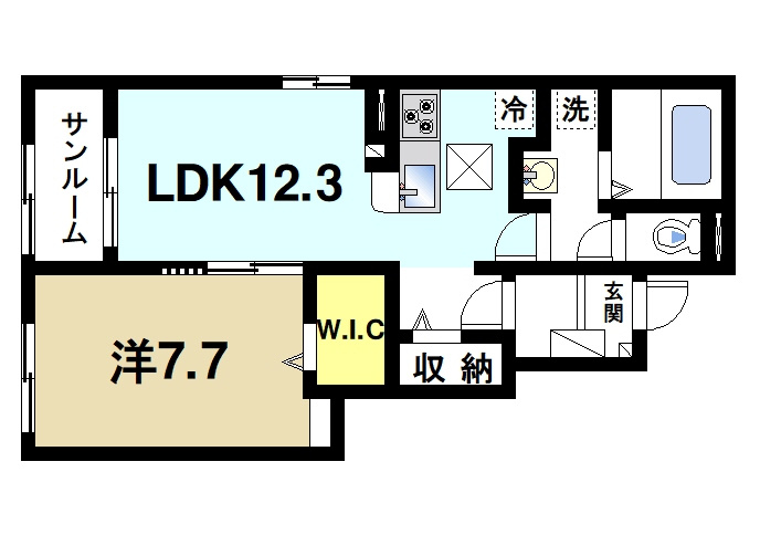 グランド萩ヶ丘Ⅱの間取り|ゆったりと暮らせる1LDKの間取りです。