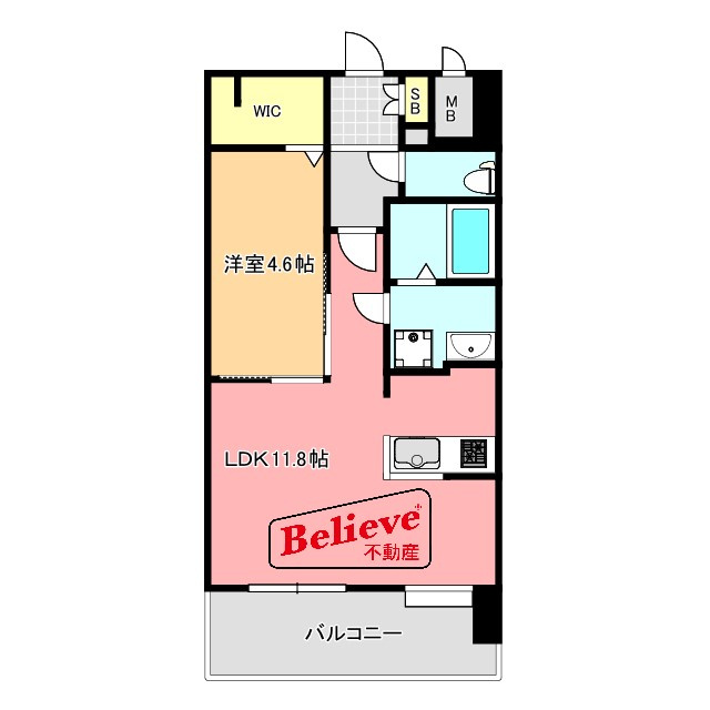 S-RESIDENCE六ツ門abreastIの間取り|使い勝手の良い間取りです♪