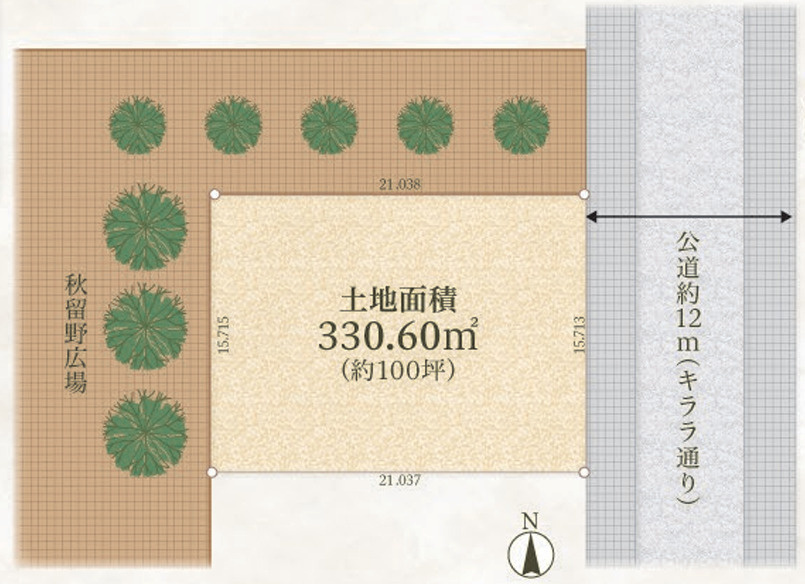 秋川１丁目　100坪　近隣商業地域の区画図