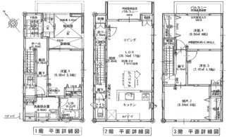 【間取り】 | 西区庚午中1（古江駅）全9区画　NO9 | 17帖リビング☆２階リビング☆☆都市型3階建て☆
