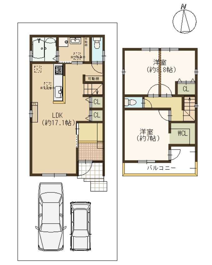 【価格改定】京都市西京区大原野上里鳥見町　の間取り|リビング階段採用の2LDK！
収納も充実の一宅です(^^)/