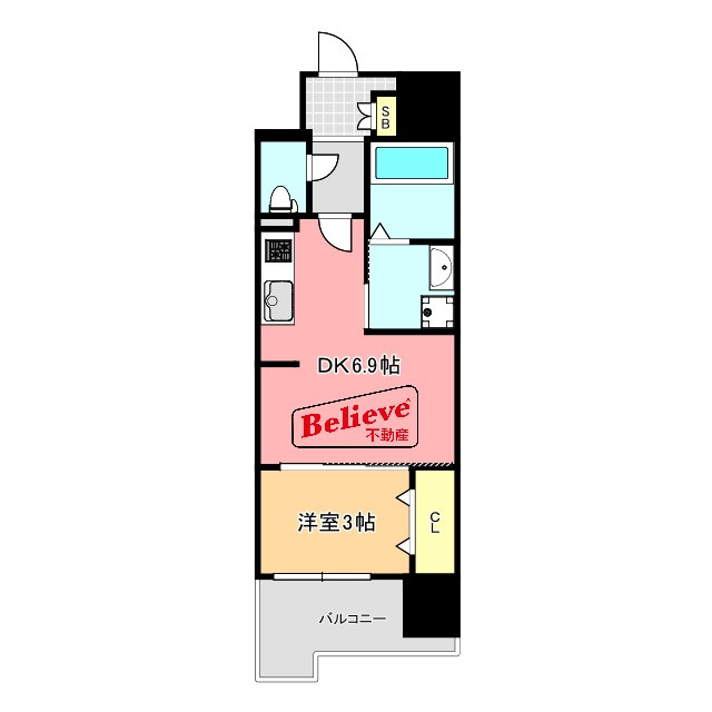S-RESIDENCE六ツ門abreastIIの間取り|使い勝手の良い間取りです♪