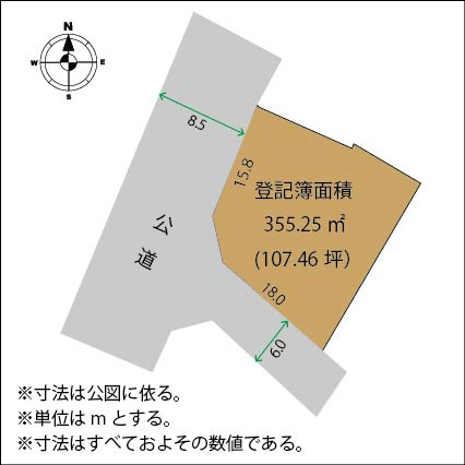 足利市田中町の売地の土地図