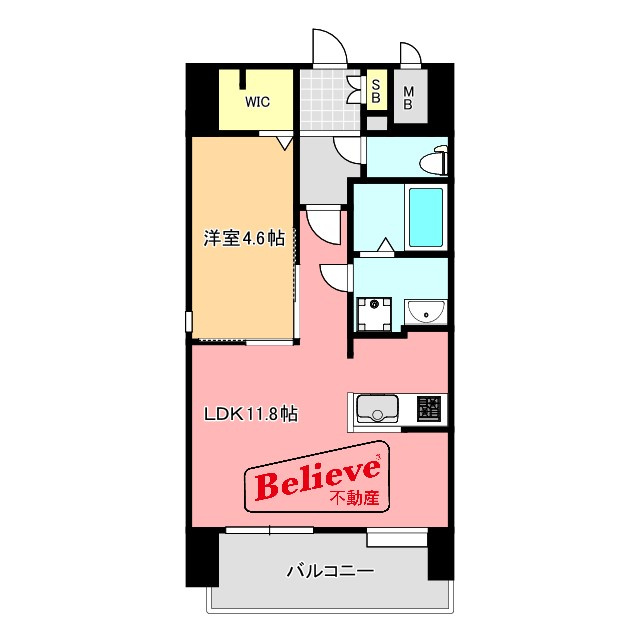S-RESIDENCE六ツ門abreastIの間取り|使い勝手の良い間取りです♪