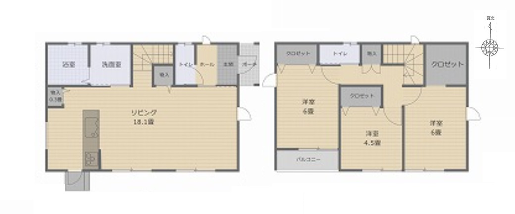 熊本市南区富合町杉島第6-4棟（3号棟）の間取り|全居室収納豊富で便利です。