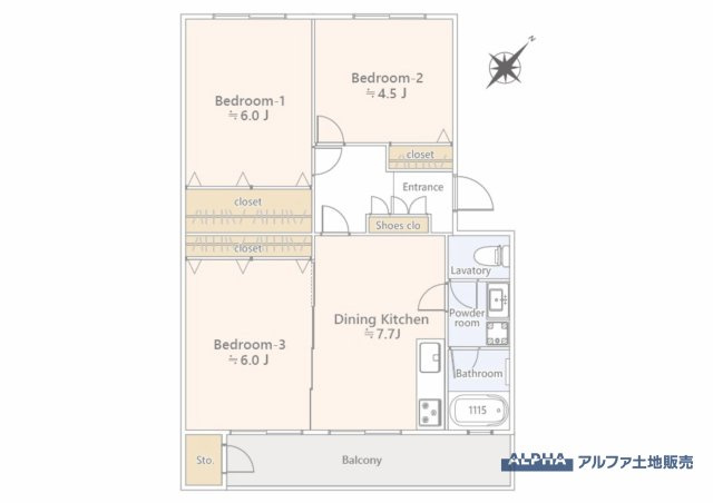 立川羽衣町住宅2号棟の間取り|【Floor plan】
◆採光と風◆家事導線も比較的良好で、採光と風通しの良さで過ごしやすい麗(うら)らかな気分にさせてくれるダイニングルームです。