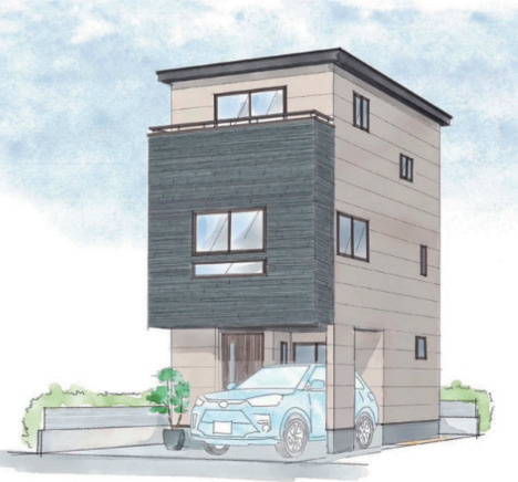 江東区東砂５丁目の新築戸建の外観パース