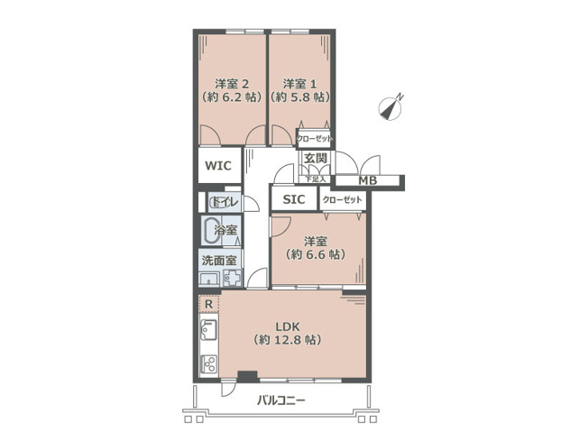 【間取り】 | 志木ニュータウン中央の森弐番街4号棟　（丸井志木店） | ウォークインクローゼットとシューズクロークを備えた充実の収納スペース。季節物から日常使いまでスッキリ片付けていつでも快適な暮らしを！
