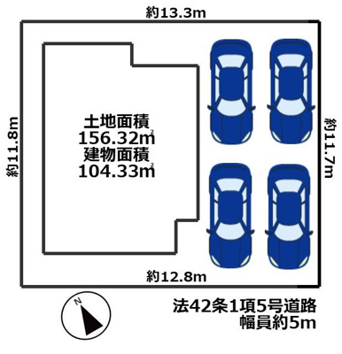 【区画図】 | 姫路市飾磨区細江　築浅一戸建て | 駐車スペース4台分♪（車種による）