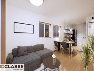 【完成予想図】 | 宇治市広野町宮谷　2区画　D号地　売土地　建築条件付き　 | アトリエスタイルハウス仕様の窓はペアガラス、サッシはアルミ×樹脂複合のハイブリットサッシを採用。ガラスの間には断熱性の高いアルゴンガスを充填しておりますので、より断熱性能が高まる仕様になっております。