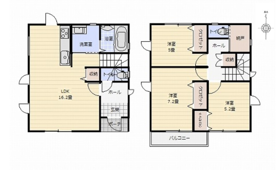 熊本市西区池田2丁目第3-5棟（3号棟）の間取り|全居室収納豊富で便利です。