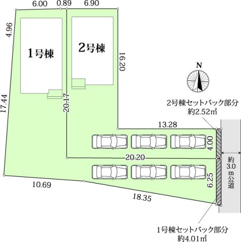 香美市土佐山田町百石町2棟 2号棟の区画図