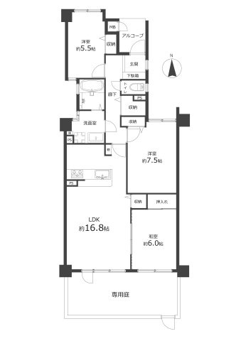 グレイス高畑　102号室の間取り