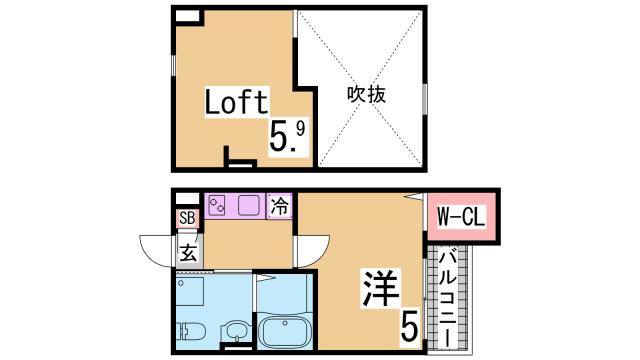 神戸市長田区長田町６丁目のアパートの間取り