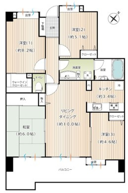 ◎茅ヶ崎市緑が浜　ライオンズマンション茅ヶ崎グランコーストの間取り|4LDＫ☆