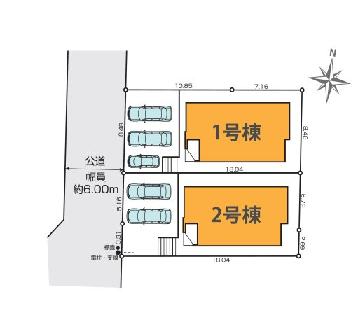 熊本市北区楠1丁目第2-2棟（2号棟）　の区画図|配置図（2号棟）