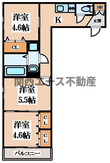 【間取り】 | ルクレール大蓮Ⅱ
