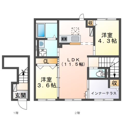 神戸市中央区坂口通５丁目のアパートの間取り
