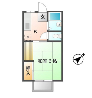 【間取り】 | パナハイツクラタ　B棟 | 1K