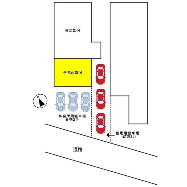 切通４丁目事務所併用住宅の駐車場|配車図
