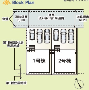 ♥♥うるま市みどり町第2（全2棟）の区画図|各棟3台並列