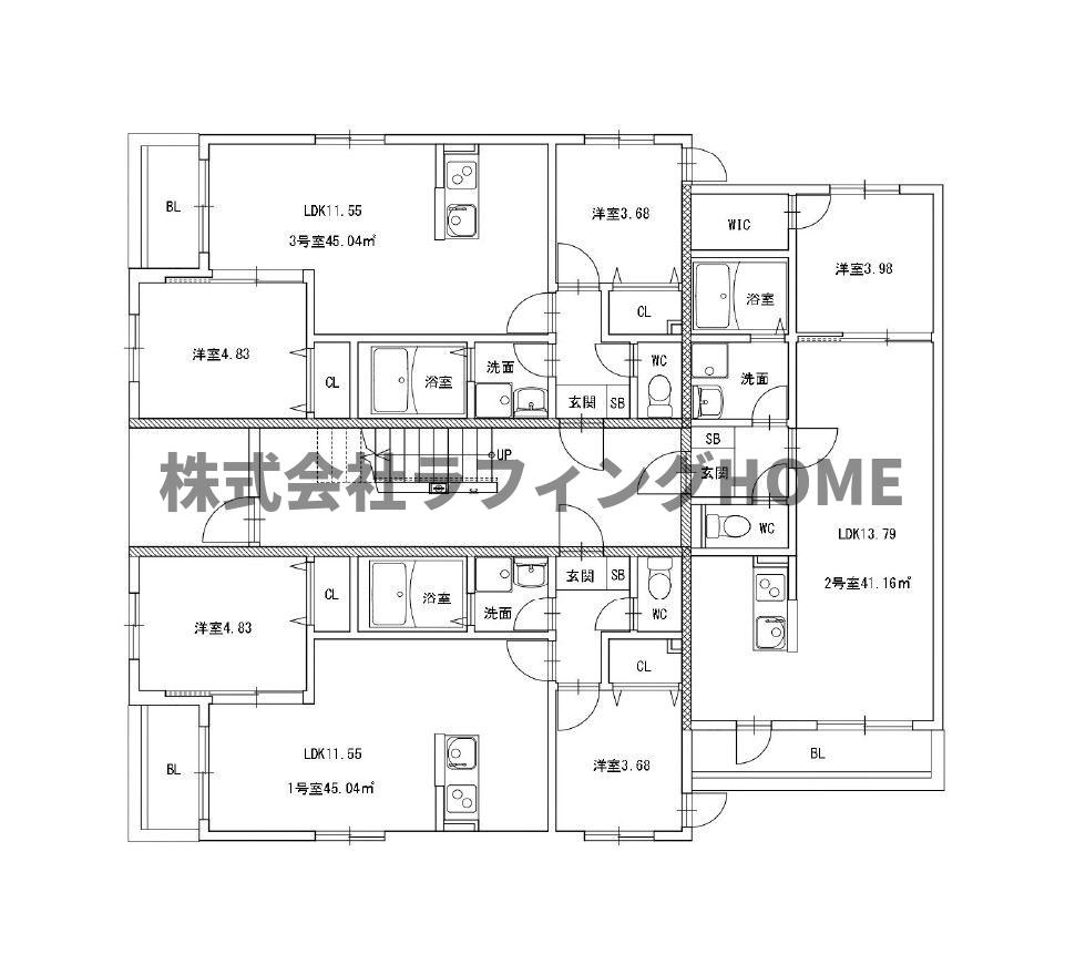 久留米市山川安居野３丁目のアパートの間取り