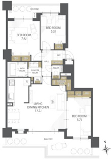 【間取り】クリーンリバーフィネス手稲オーブ 