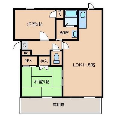 熊本市東区長嶺東５丁目のアパートの間取り